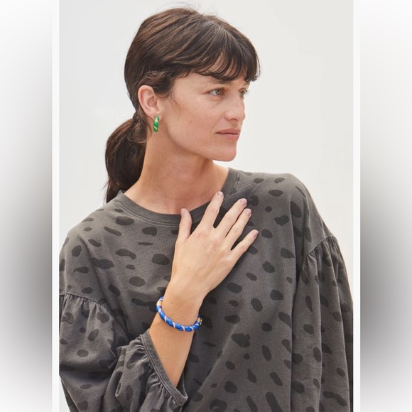 Clare V Gold Plated Enamel Rope Bangle Bracelet NEW - Picture 3 of 8